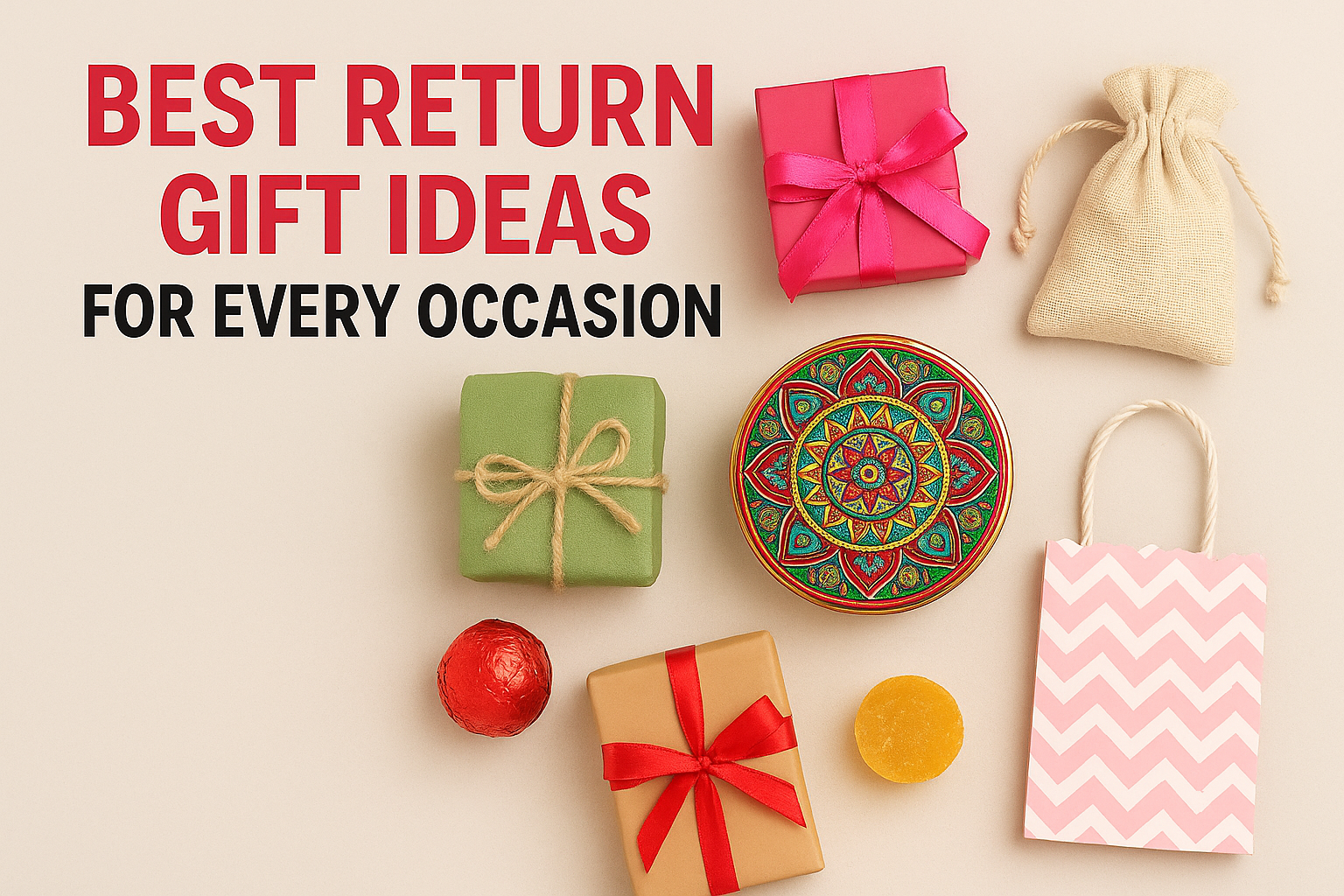 Best return gift ideas for every occasion with colorful gifts.